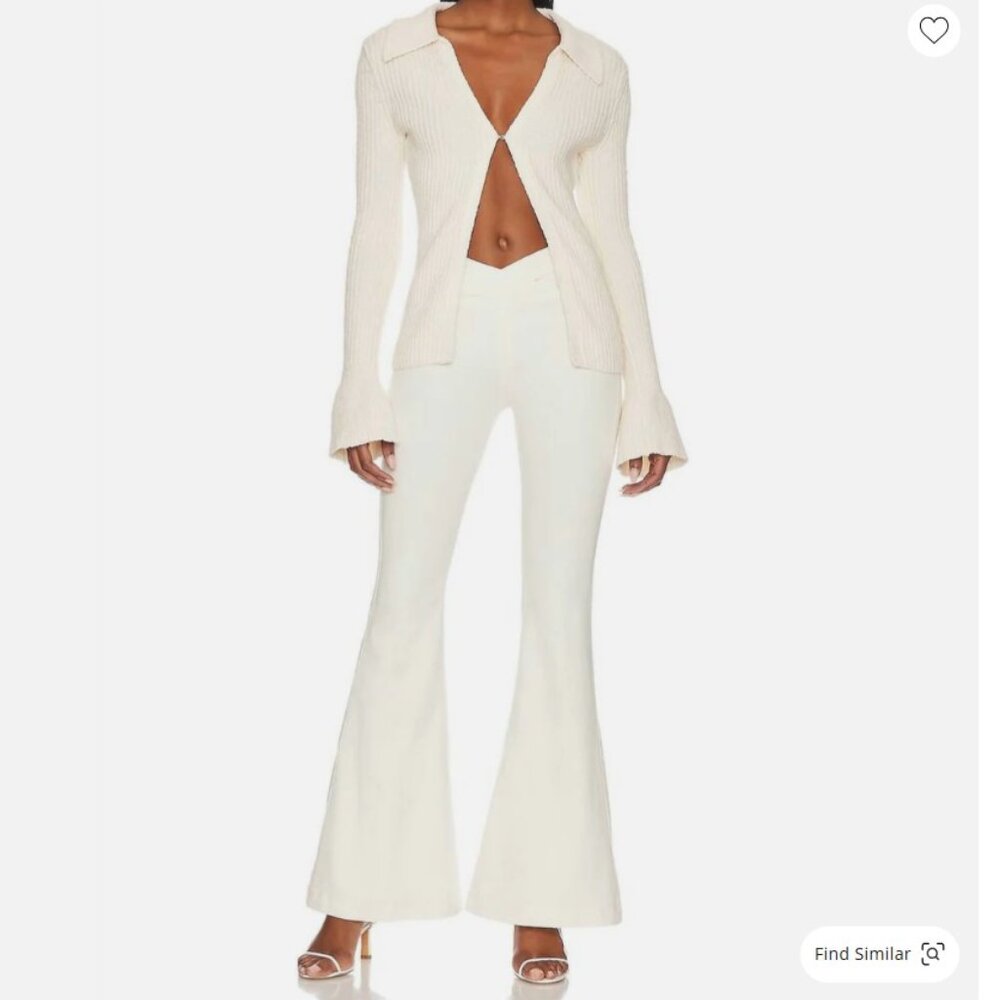 Free People We The Free Hire Rise Flare Jeans Pants White/Ivory Women Size 28